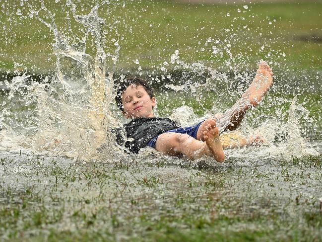 Ryan Arthur makes the most of the wet weather. Picture: Lyndon Mechielsen