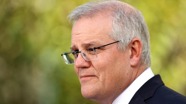 Australian Prime Minister Scott Morrison addresses the media during a press conference at Kirribilli House on July 08, 2021 in Sydney, Australia. (Photo by Brendon Thorne/Getty Images)