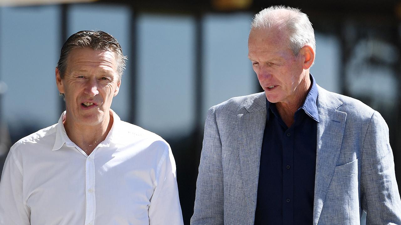 Craig Bellamy and Wayne Bennett will go head-to-head again when Storm clash with the Rabbitohs on Thursday night. Picture: AAP