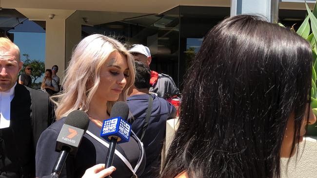 Allaina Vader leaves Southport Court after pleading guilty to a brutal road rage attack. Picture: Lea Emery