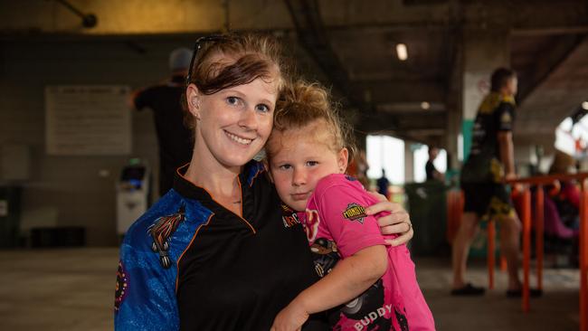 Steph Briene and Lily Briene at the NTFL Buffaloes' vs side the Essendon Bombers, TIO Darwin. Picture: Pema Tamang Pakhrin