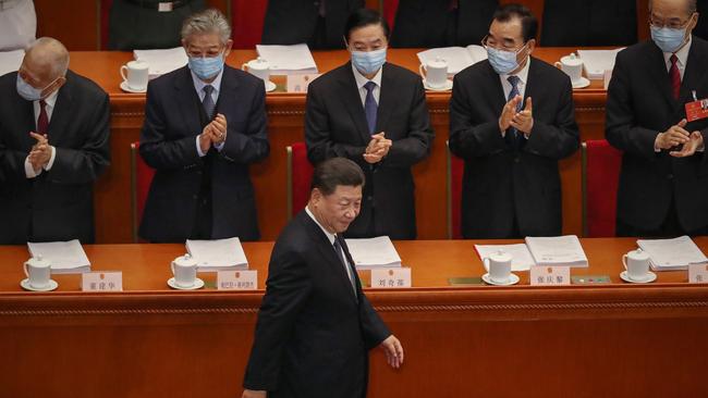 President Xi in the Great Hall of the People in Beijing. Picture: Getty Images