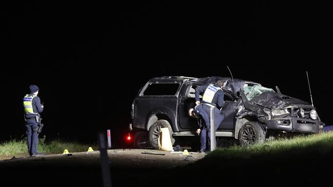 The car rolled on an unsealed road in Lovely Banks. Picture: Alan Barber