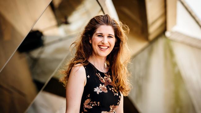 Nicole Car pictured at the Sydney Opera House. The soprano was in between rehearsals for her lead role in Opera Australia’s production of Verdi’s La Traviata. Picture: Jonathan Ng