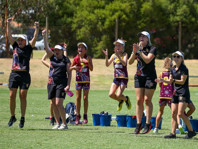 The Hills Hornets U14s girls celebrate. Picture: Kathryn Johnston Photography