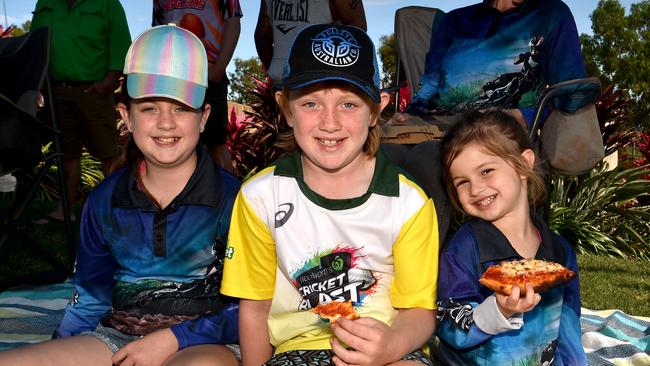 Game three of Dettol ODI series between Australia and Zimbabwe at Riverway Stadium. Ayla, 10, Seb, 9, and Leah Di Mauro, 5. Picture: Evan Morgan