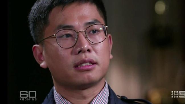 Wang "William" Liqiang (Wang Liqiang) who claims to have been involved in espionage operations for China in Hong Kong. Picture: 60 Minutes Australia