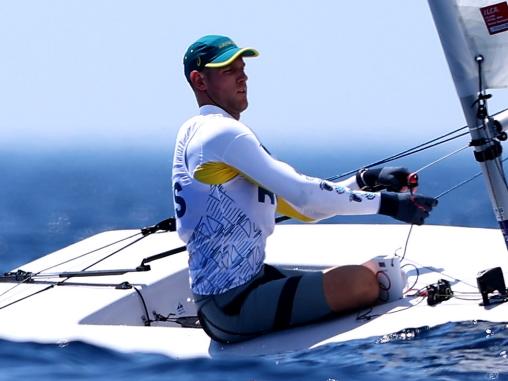 MARSEILLE, FRANCE - JULY 26: Matt Wearn of Australia practices in the Mens Dinghy ahead of the Paris Olympics at the Marseille Marina on July 26, 2024 in Marseille, France. (Photo by Phil Walter/Getty Images)