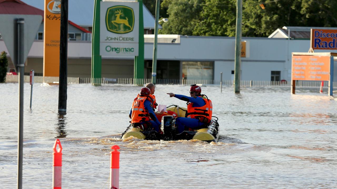 The streets of Lismore including the CBD have been inundated with floodwater after the Wilson River overtopped the flood levee. Picture: Nathan Edwards