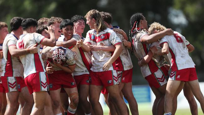 Monaro players celebrate their victory. Picture: Sue Graham