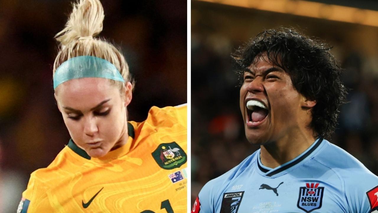 Matildas defender Ellie Carpenter and Blues winger Brian To'o.