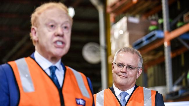 Anthony Pratt with Prime Minister Scott Morrison. Picture: Flavio Brancaleone