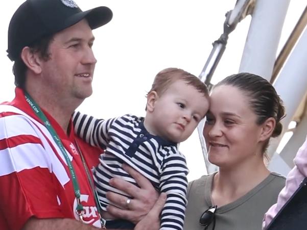 Ash (Ashleigh) Barty her husband Garry Kissick and their son Hayden pictured at Wimbledon, Ash will make a return to court during the Wimbledon Grand Slam tournament Picture Instagram