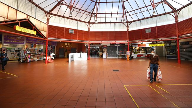 A near empty Adelaide Central Market in Adelaide. Picture: AAP