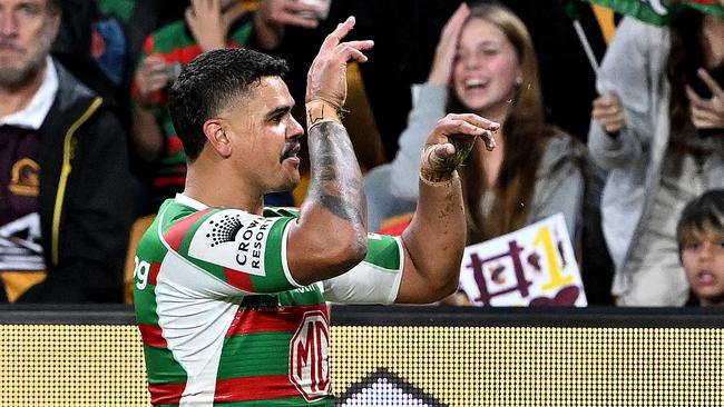 Latrell Mitchell exploded into action for South Sydney after half-time. Picture: Getty Images