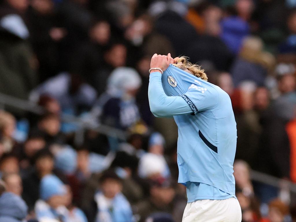 Erling Haaland reacts after his side's draw. Picture: Getty