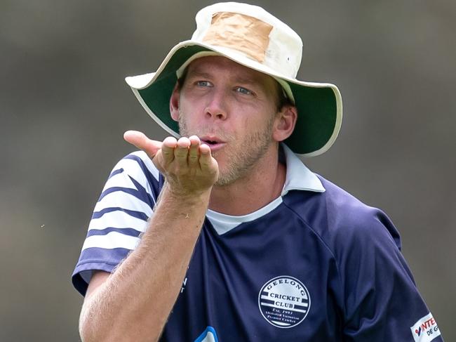 Geelong's Jake Reed celebrates a catch during Round 1 of the Vic Super Slam. Picture: Arj Giese.