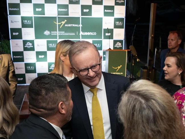 Anthony Albanese speaks in Lima, Peru.