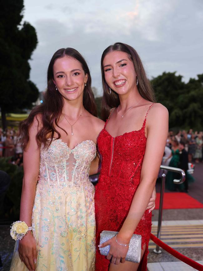 Allanah Reid and Claire Vossen at the Emmanuel College class of 2025 formal at HOTA for Gold Coast at Large. Picture, Portia Large.