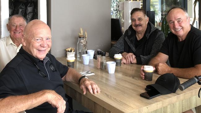 Ken Arthurson, Bob Fulton, Peter Peters and Max Krilich this week at a Sydney cafe.