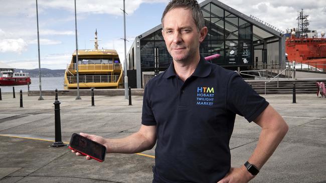 Hobart twilight market operations manager Justin Davies says the government needs to create a better framework for contact tracing at events. Picture Chris Kidd