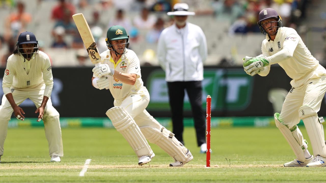 Marcus Harris handled the tough batting conditions well. Picture: Getty Images