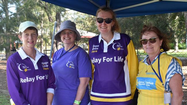 Cancer Council Queensland CEO Chris McMillan, community engagement coordinator Danila Franz and volunteers Brenda Lack and Leigh Spelleken at the 2021 Ipswich Relay for Life. Picture: Jessica Baker / The Queensland Times
