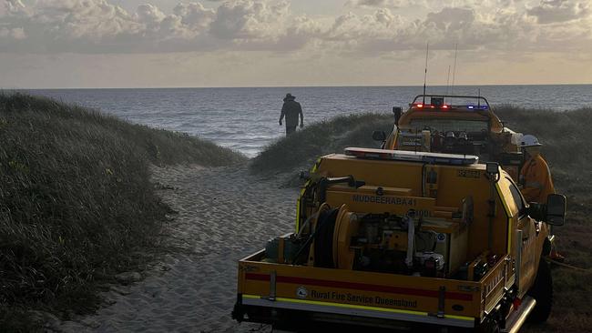 A fire tore through a park at The Spit on New Year's Day. Photo: supplied, Mudgeeraba Rural Fire Brigade.