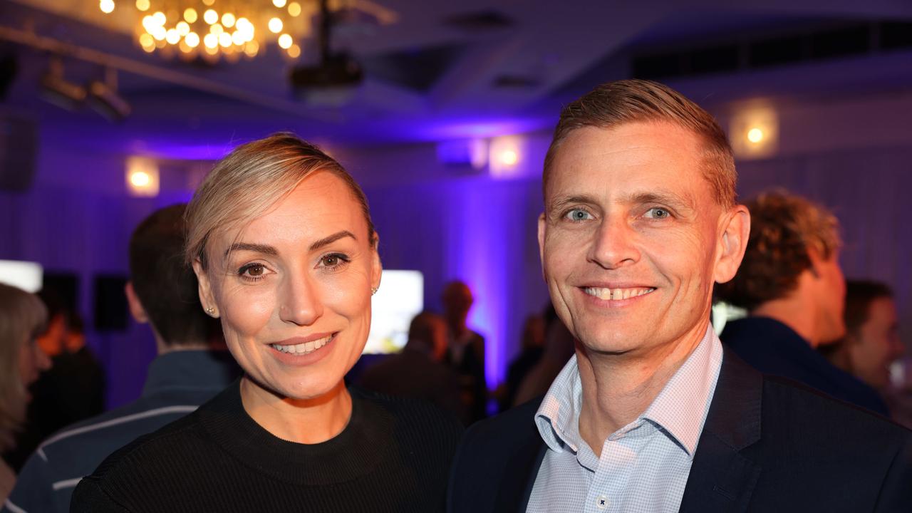 Jade Lipton and Adam OBrien at the 2024 Gold Coast Marathon welcome function at Crowne Plaza Surfers Paradise for Gold Coast at Large. Picture, Portia Large.