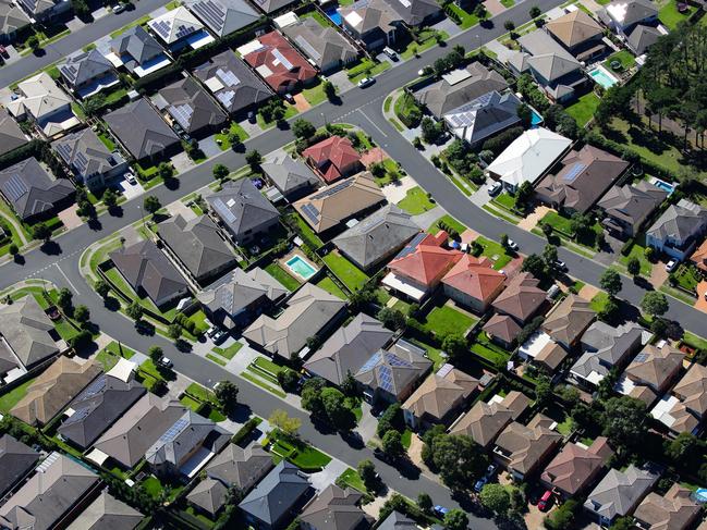 *FILE PIX* Editorial generic stock aerial view image highlighting the Housing Market in Australia after the Reserve Bank of Australia (RBA) cut interest rates for the first time in over four years. Picture: NewsWire / Gaye Gerard