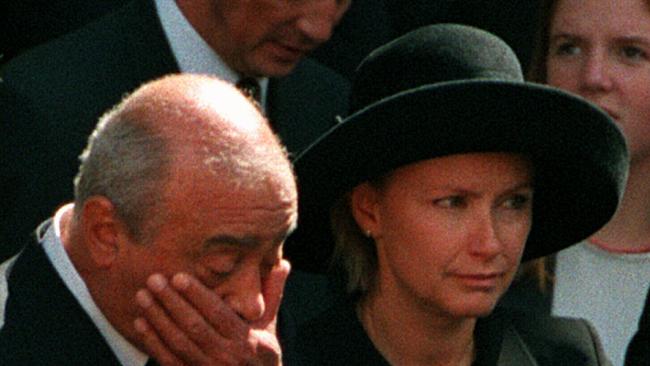 Mohamed Al Fayed with his wife Heini following funeral service for the Princess.