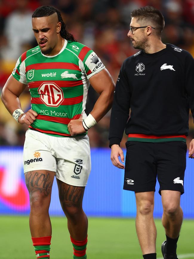 Keaon Koloamatangi leaves the field. Picture: Getty Images