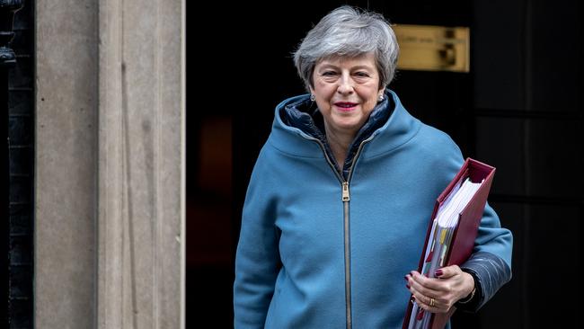 British Prime Minister Theresa May leaves for Prime Minister's Questions at the Houses of Parliament. Picture: Getty