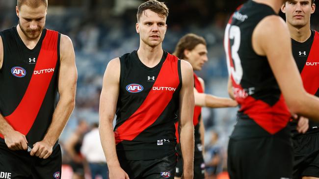 Important Essendon defender Jordan Ridley has suffered three quad injuries over an eight-month period and is set for more time on the sidelines. Picture: Michael Willson / Getty Images