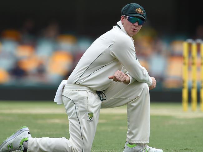 Australian captain Steve Smith reacts after a boundary on day 5 of the first Test match between Australia and Pakistan at the Gabba in Brisbane, Monday, Dec. 19, 2016. (AAP Image/Dave Hunt) NO ARCHIVING, EDITORIAL USE ONLY, IMAGES TO BE USED FOR NEWS REPORTING PURPOSES ONLY, NO COMMERCIAL USE WHATSOEVER, NO USE IN BOOKS WITHOUT PRIOR WRITTEN CONSENT FROM AAP