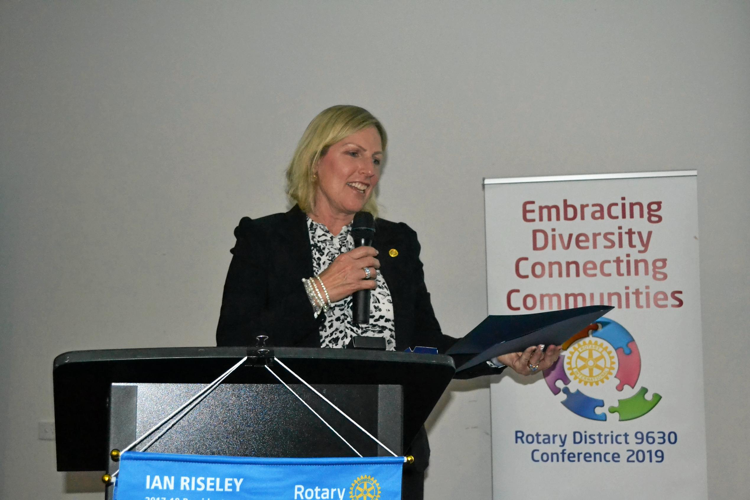 Loreen Gibson receives the Paul Harris award. Picture: Molly Hancock