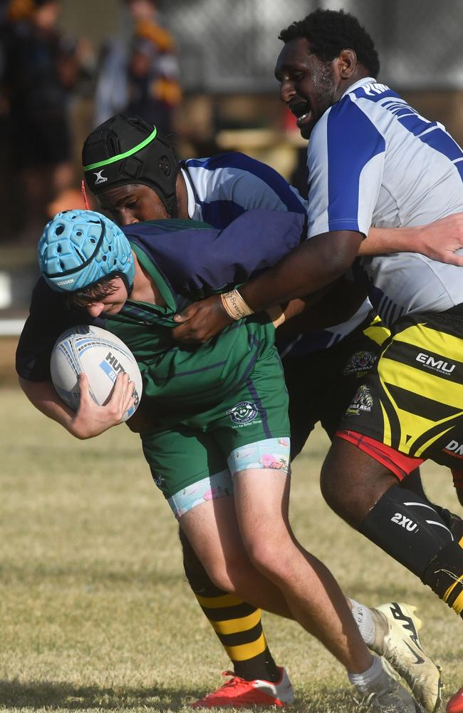 Cowboys Cup Schoolboys Football at Kern Brothers Drive. Townsville High against Pimlico High. Picture: Evan Morgan