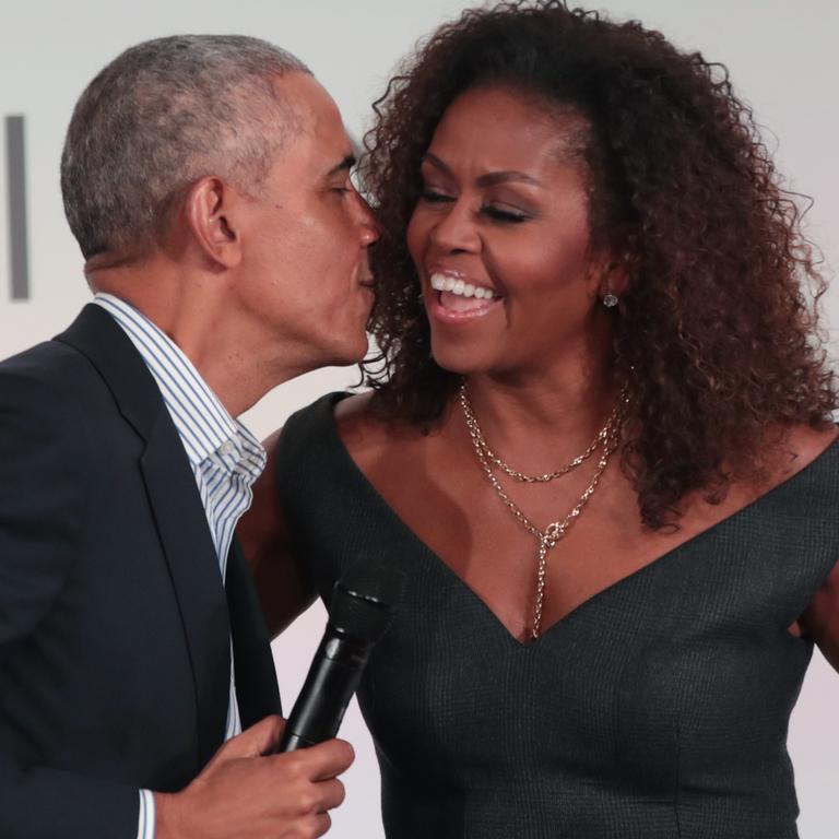 Barack Obama was the first guest on his wife’s podcast. Picture: Scott Olson / Getty Images / AFP