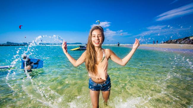 Tatiana Reyes enjoys a spectacular day at Currumbin Alley. Picture: Nigel Hallett