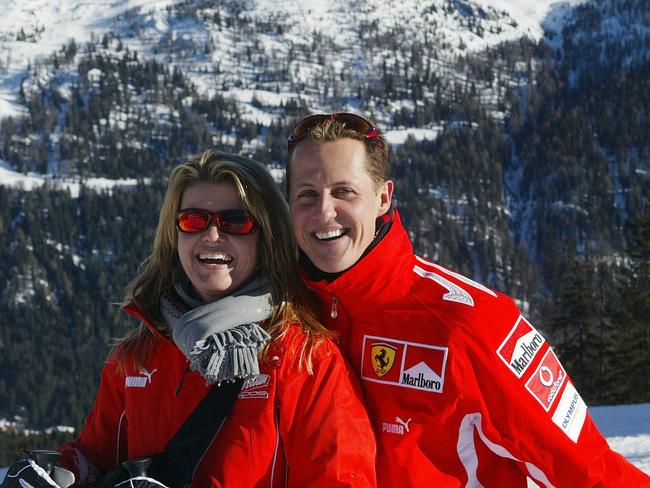 Michael Schumacher poses with his wife Corinna, in the winter resort of Madonna di Campiglio, in the Dolomites area, Northern Italy. Picture: Ferrari press office STR