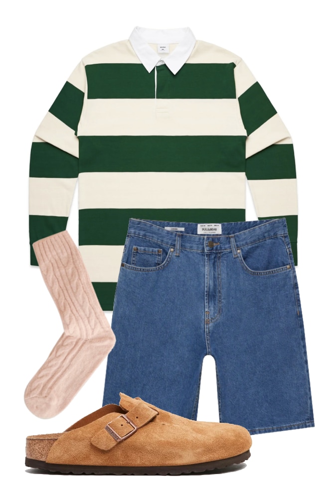 <h3><b>For a coffee run</b></h3><p>On a coffee run, the aim is to walk the tightrope between comfortable and presentable. A rugby shirt will be your saviour here, along with a pair of cable knit socks and Birkenstock Bostons. Order your oat latte, garner some compliments from the barista, and head back home&mdash;all in a jort&rsquo;s work.</p><p><b>SHOP NOW:</b> Pull &amp; Bear Basic Loose Fit Denim Bermuda shorts, $59.99 from <a href="https://www.theiconic.com.au/basic-loose-fit-denim-bermuda-shorts-1927850.html" rel="nofollow noopener" target="_blank"><b>The Iconic</b></a></p><p><b>SHOP NOW: </b>Men&rsquo;s rugby stripe jersey, $58 from <a href="https://beon.com.au/products/mens-rugby-stripe-5416" rel="nofollow noopener" target="_blank"><b>Be On</b></a></p><p><b>SHOP NOW: </b>Birkenstock Boston soft footbed suede narrow, $270 from <a href="https://www.theiconic.com.au/boston-soft-footbed-suede-narrow-women-s-1114333.html" rel="nofollow noopener" target="_blank"><b>The Iconic</b></a></p><p><b>SHOP NOW: </b>Homebodii cable knit socks, $19.95 from <a href="https://www.theiconic.com.au/homebodii-cable-knit-socks-1484984.html" rel="nofollow noopener" target="_blank"><b>The Iconic</b></a></p><p><a href="https://www.newsletters.news.com.au/vogue"><i>Sign up to the Vogue newsletter</i></a></p>