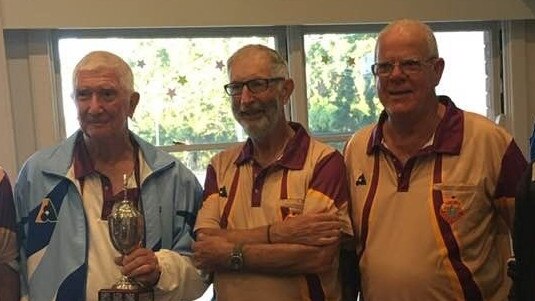 Bill Andrews (centre) as part of the victorious Clarence River District Bowling Association 2019 Schipp Cup representative side.