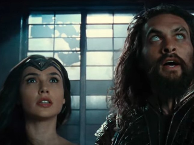 Gal Gadot and Jason Momoa in a scene from the latest trailer for the movie Justice League.