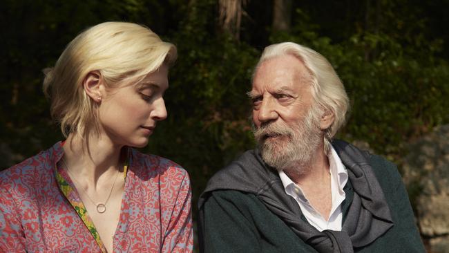 Elizabeth Debicki and Donald Sutherland in The Burnt Orange Heresy.