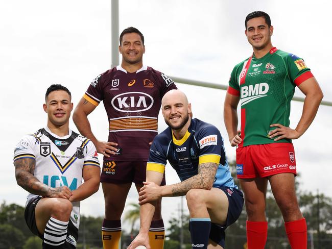 Souths Logan Christian Hazard,  Broncos Alex Glenn, Norths Jack Ahearn and Wynnums Keenan Palasia. Pic Peter Wallis