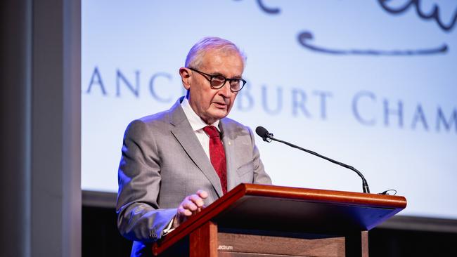 Former Federal Court chief justice James Allsop delivering the Sir Francis Burt Oration in Perth.