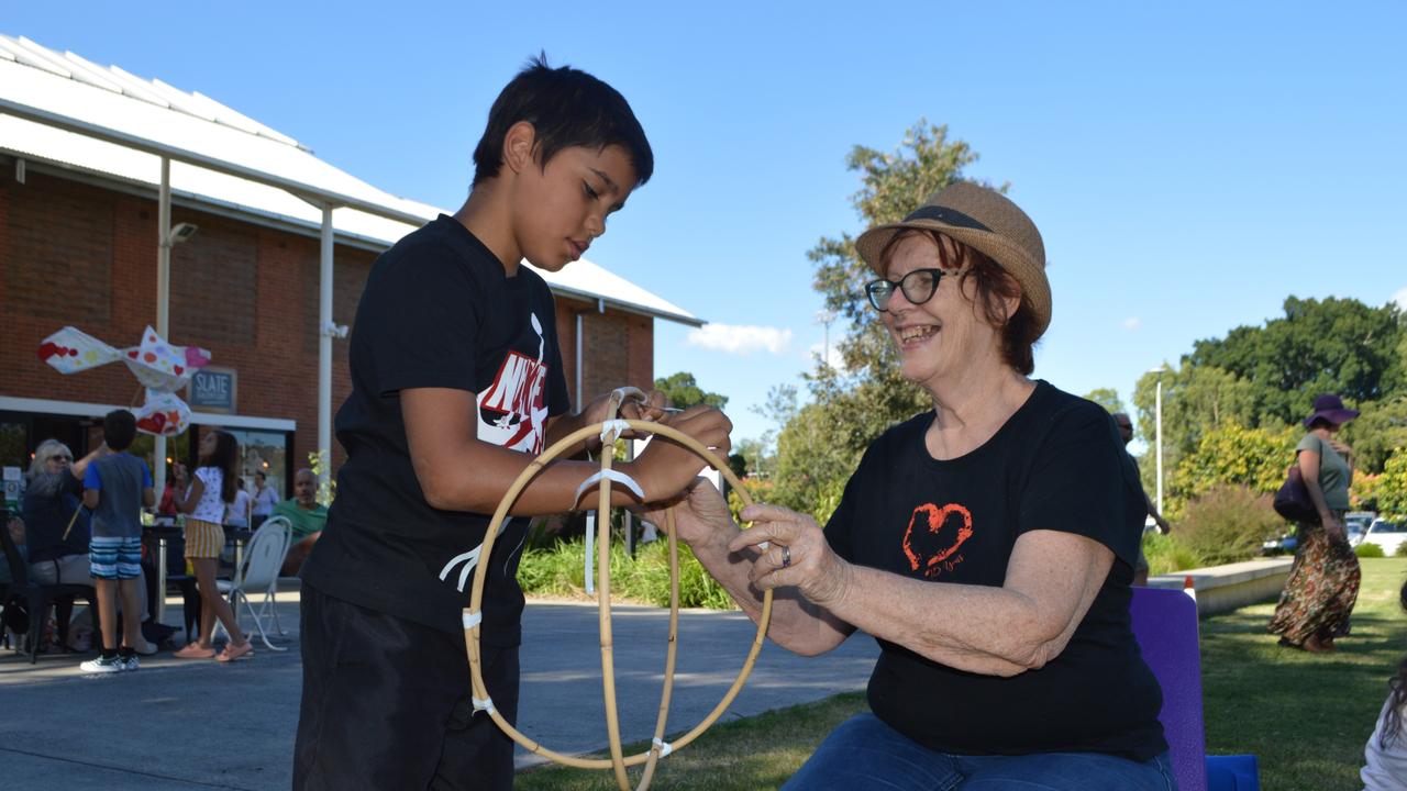 Talis Walker and Lantern Parade director Jilly Jackson in the Lismore Quad.