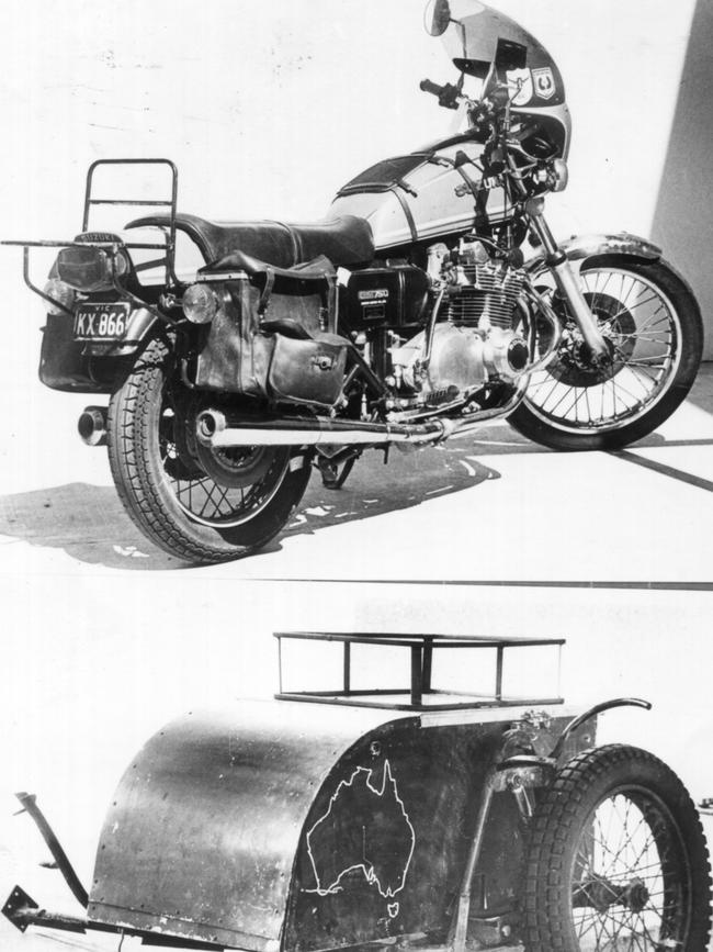 The motorbike and sidecar belonging to Gordon Twaddle.