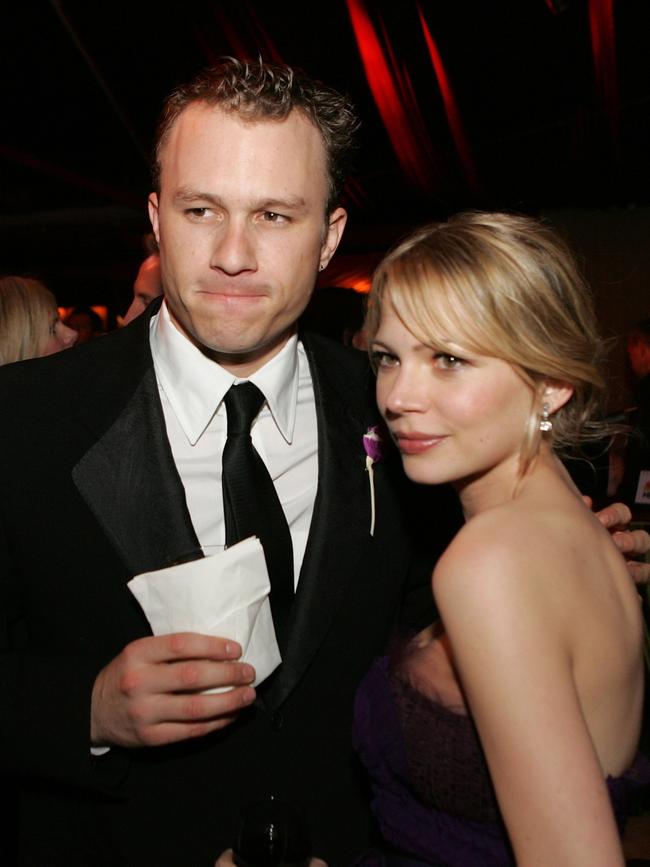 Ledger with Williams at the 2006 Golden Globe after party in Beverly Hills, California. Picture: Kevin Winter / Getty Images