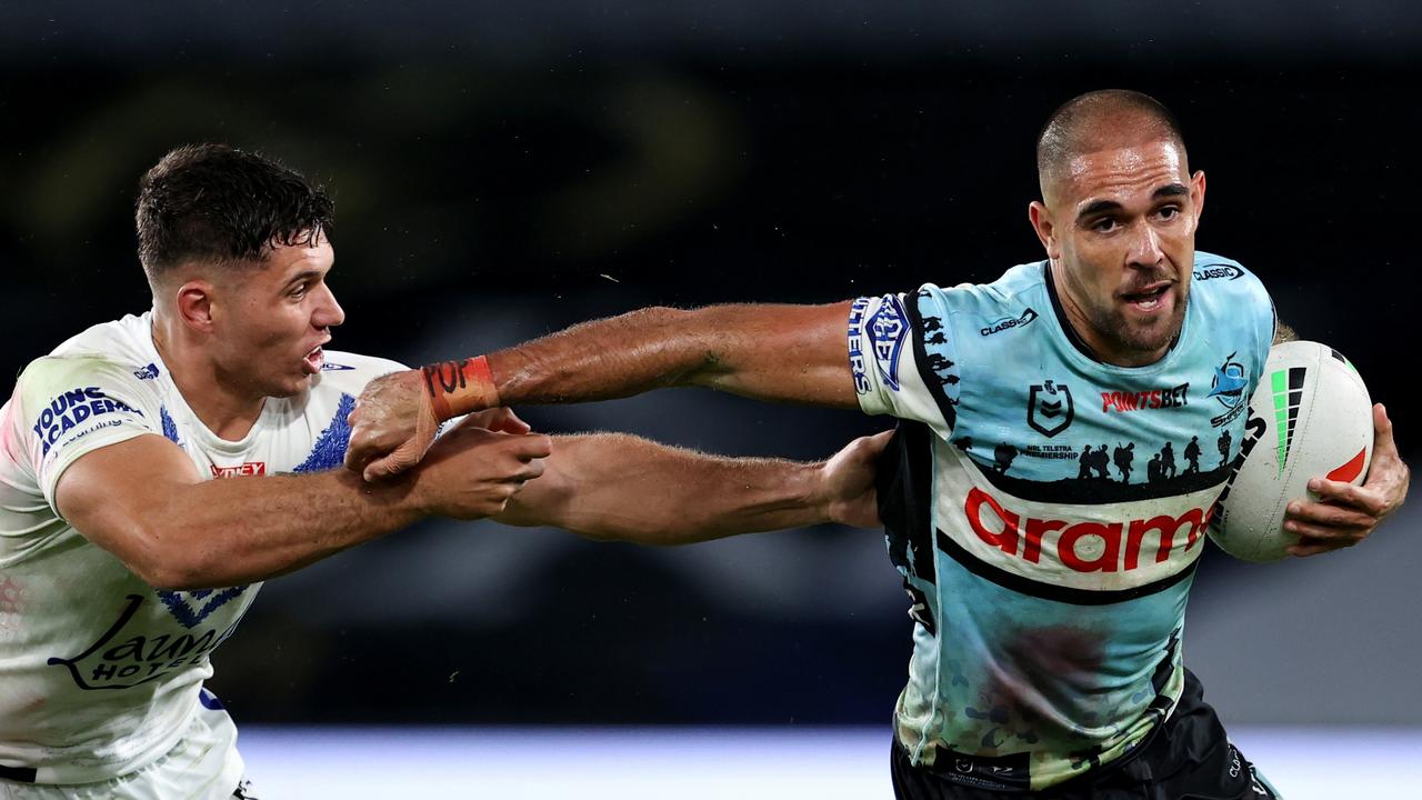 Sharks fullback Will Kennedy is in the form of his life ahead of Saturday’s showdown with old sparring partner Reece Walsh. Picture: Brendon Thorne / Getty Images